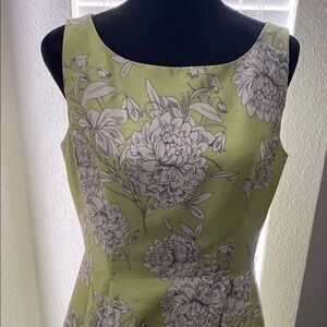 Green and Silver A-Line Scoop Neck Sleeveless Dress